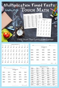 Touch Math Multiplication Timed Tests - The Curriculum Corner 123