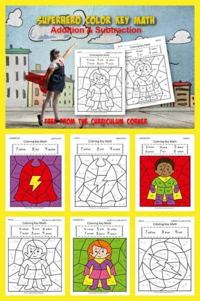 Superhero Color Key Addition - The Curriculum Corner 123