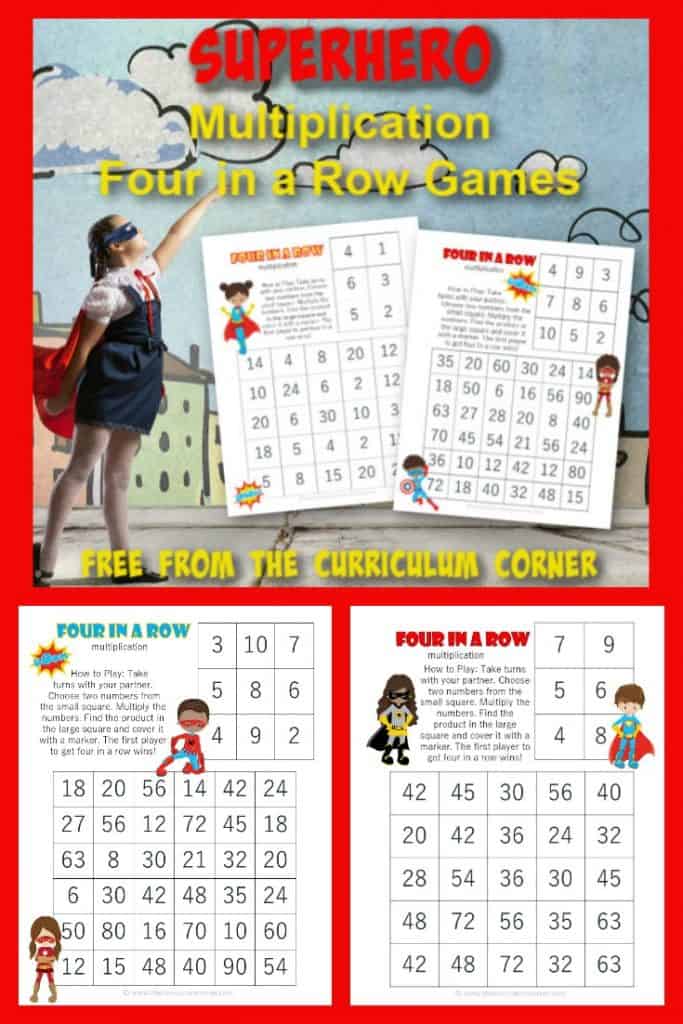 Give your superhero fans some math fact practice with these free superhero multiplication games. created by The Curriculum Corner.