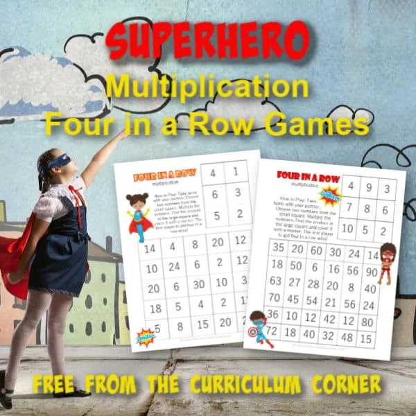 Give your superhero fans some math fact practice with these free superhero multiplication games. created by The Curriculum Corner.