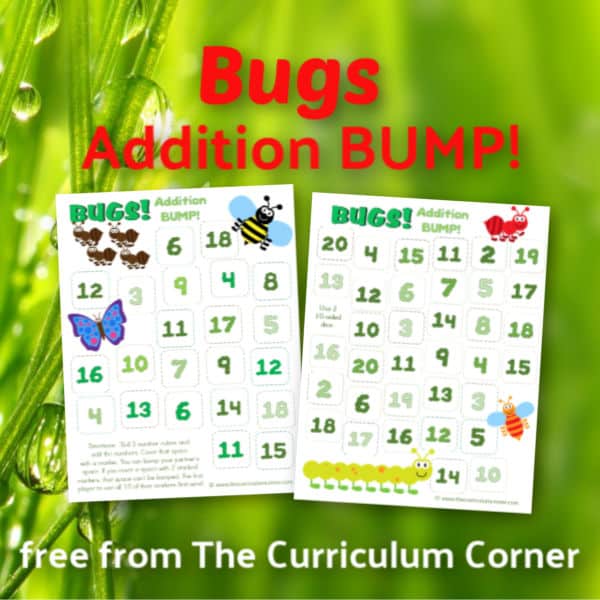 Bugs Addition BUMP Games! This set of free Bugs Addition BUMP Games have been created to help your students work on mastering their addition facts (and simple computation skills) with a buggy spring theme.