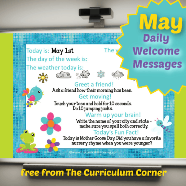 This set of free May Daily Welcome Messages is an easy way to get your students to enter the classroom and focus on the day ahead.