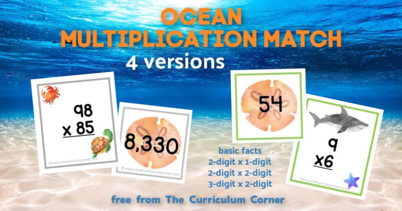 Ocean Multiplication Match Cards