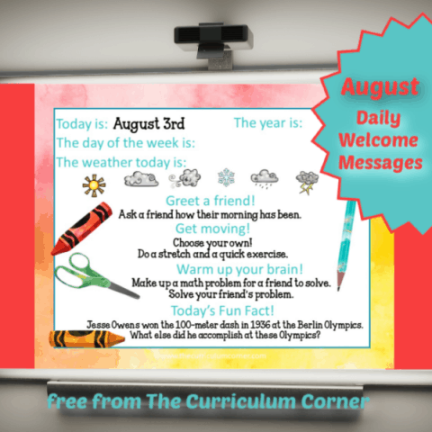 august welcome 123 feature - The Curriculum Corner 123