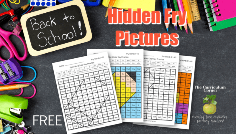 back to school hidden fry word pictures