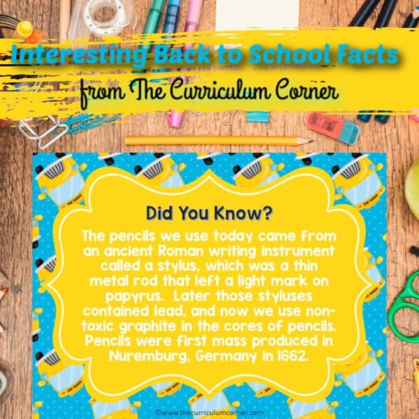 back to school did you know feature - The Curriculum Corner 123