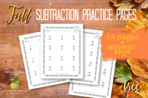 fall subtraction pages
