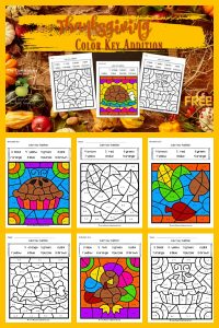 Thanksgiving Color Key Addition - The Curriculum Corner 123