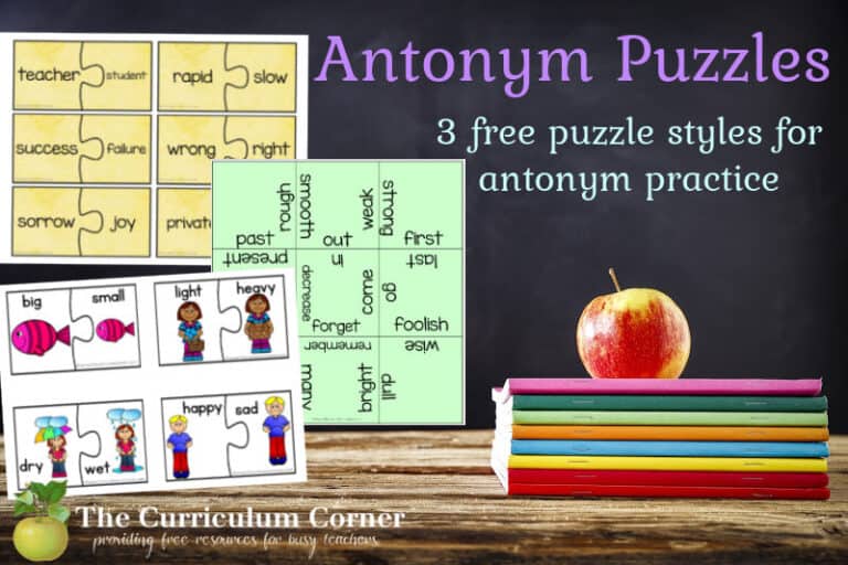 Antonym Puzzles The Curriculum Corner 123