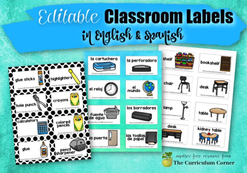 Editable Classroom Labels The Curriculum Corner 123