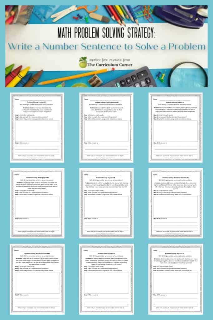Strategy write a number sentence the curriculum corner 123