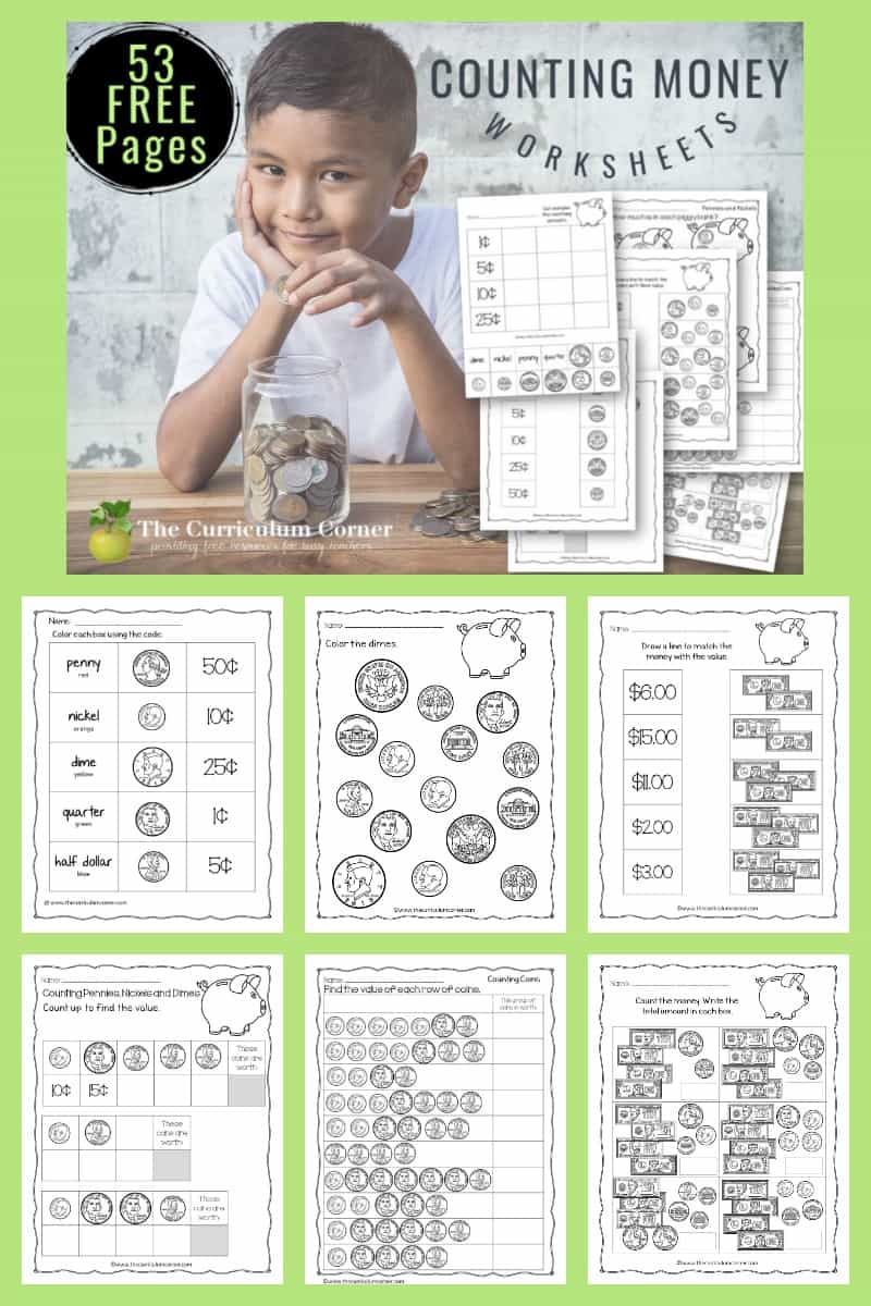 counting money worksheets the curriculum corner 123