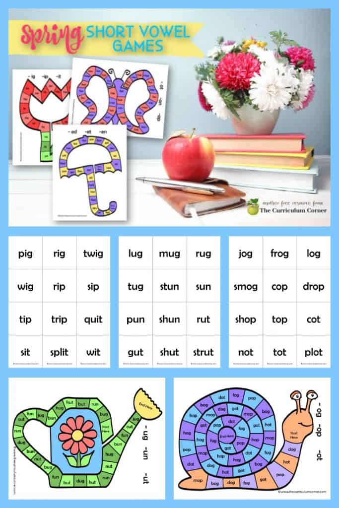 spring short vowel board games