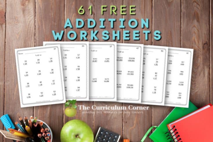 Addition Worksheets - The Curriculum Corner 123