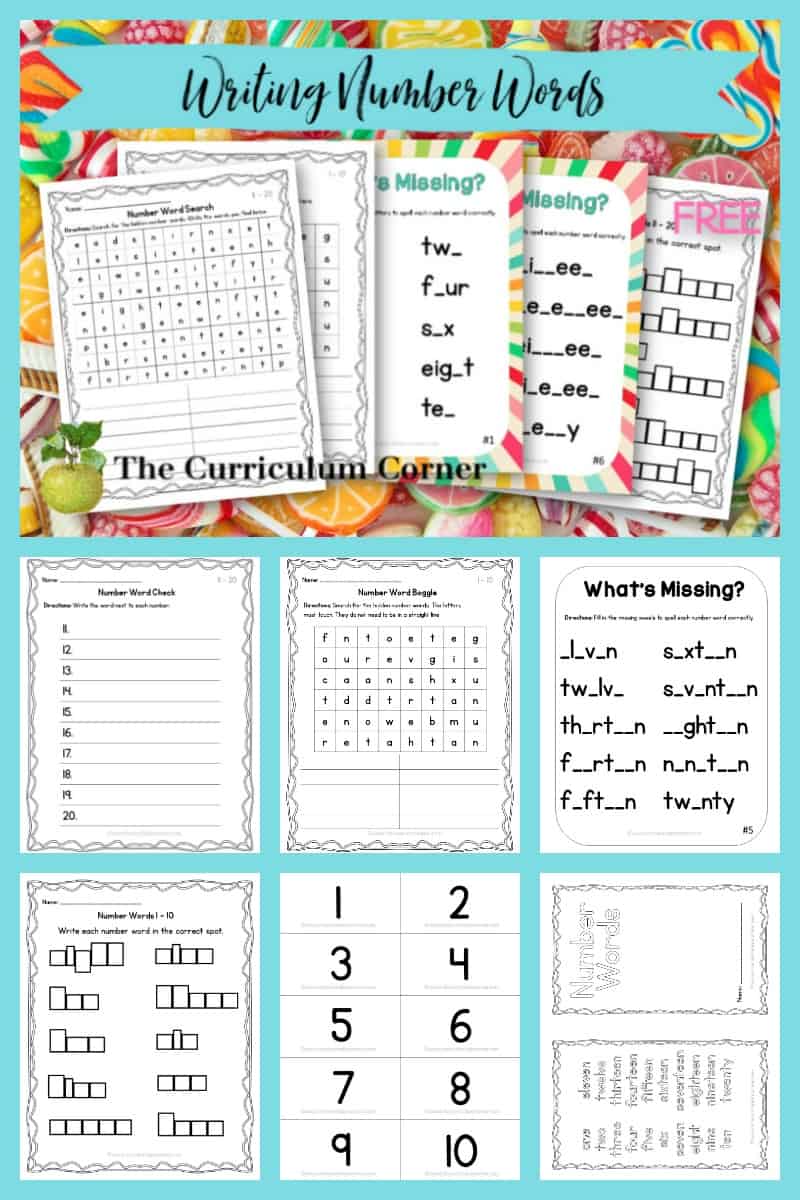 Spelling Number Words 1 - 20 - The Curriculum Corner 123