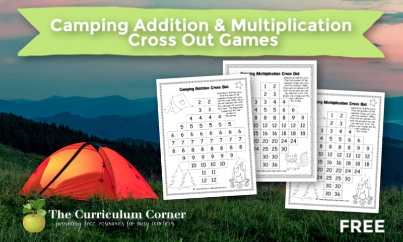 These free camping Addition & Multiplication Cross Out Games are a fun addition to your January and February math games.