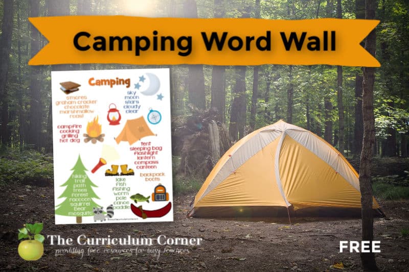 Our free camping word wall can be a writing workshop resource in your camping themed classroom.