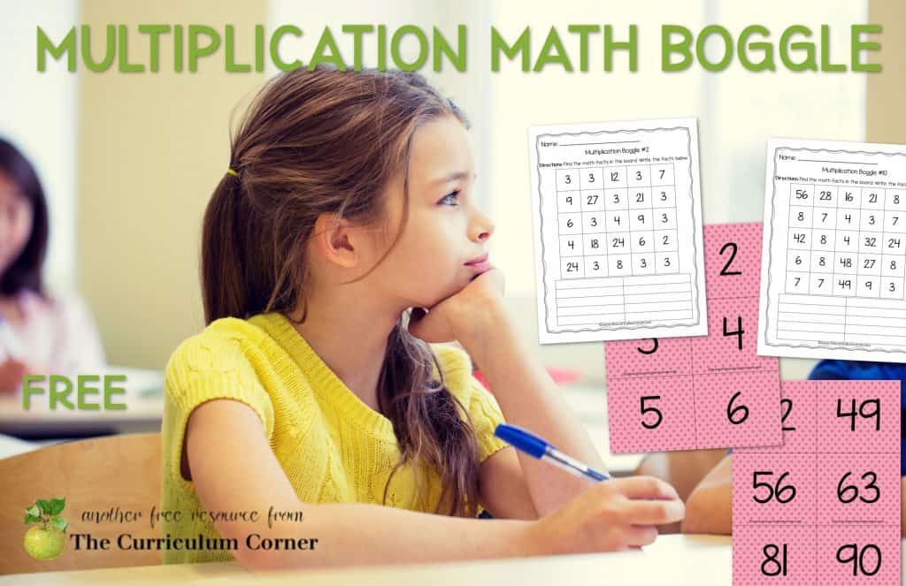 This multiplication boggle math set can be added to your classroom collection for practicing multiplication facts.