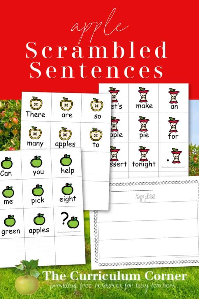 Download these free Apple Scrambled Sentences for an engaging literacy center.