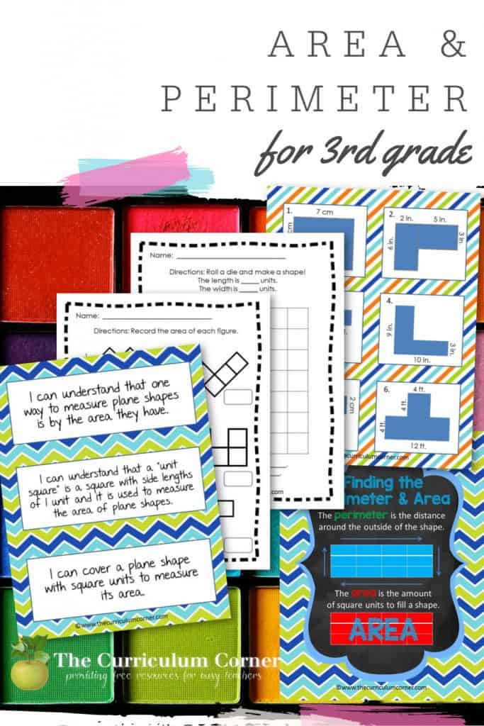 This area and perimeter for third grade classrooms will help you with your math instruction and practice. A free collection from The Curriculum Corner.