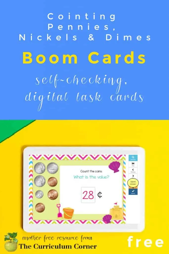 These Beach Themed Counting Coins Boom Cards are a self checking digital task card resource for children learning to count pennies, nickels and dimes.