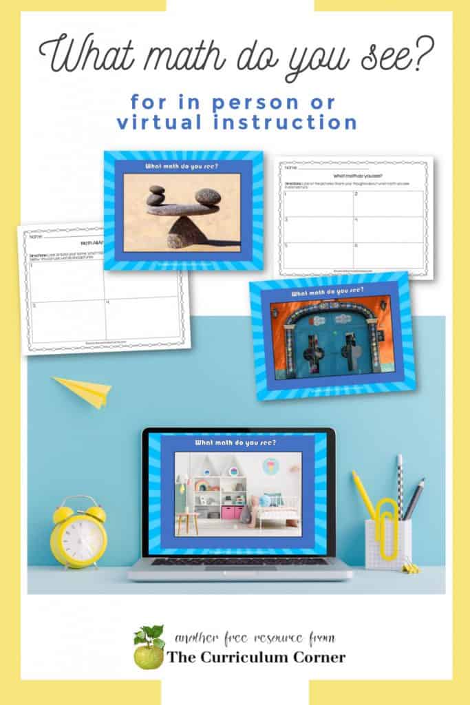 This What Math Do You See? activity will help your students explore math in the world around them. Free digital or in person activity from The Curriculum Corner.