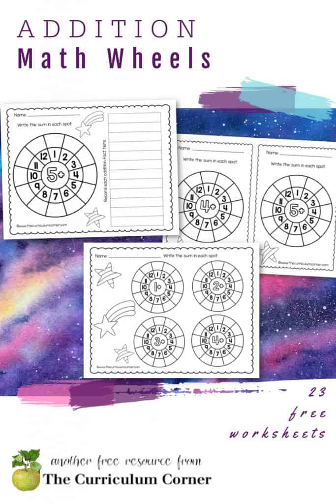 These addition math fact wheels will give your students a new way to practice math facts. Free from The Curriculum Corner.