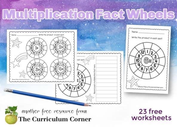 Try our multiplication math fact wheels to give your students a new way to practice math facts. Free worksheets from The Curriculum Corner.
