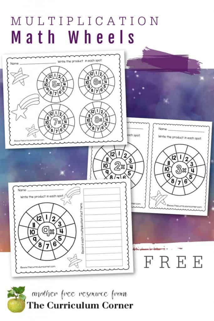 Try our multiplication math fact wheels to give your students a new way to practice math facts. Free worksheets from The Curriculum Corner.