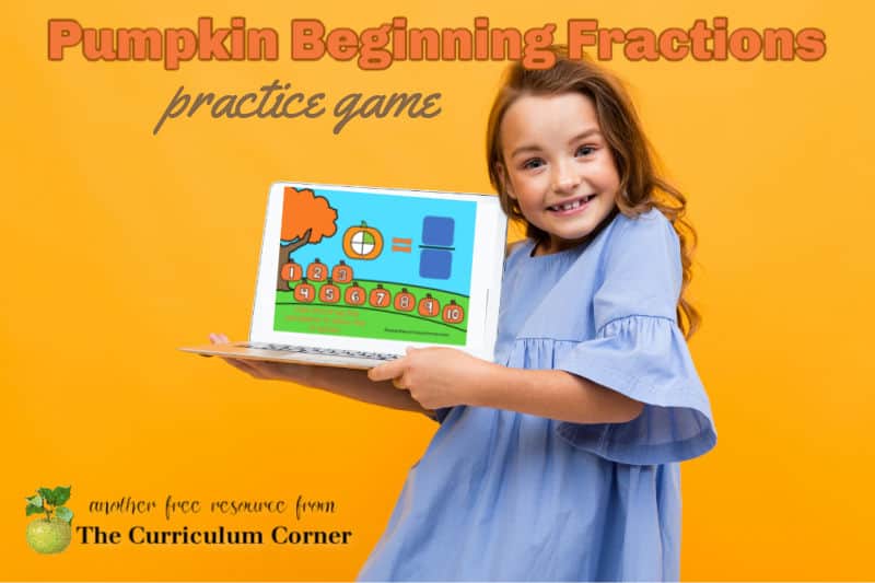 This free pumpkin beginning fraction practice game for PowerPoint and Google Slides will be a good starting point for children starting to learn about fractions.