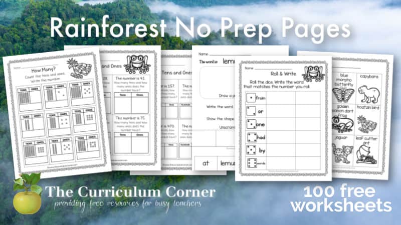 These rainforest no prep pages will serve as a printable addition to our rainforest themed sub plans. 