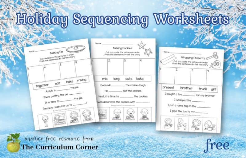 Download these holiday sequencing worksheets to help your children work on sequencing skills during the holidays.
