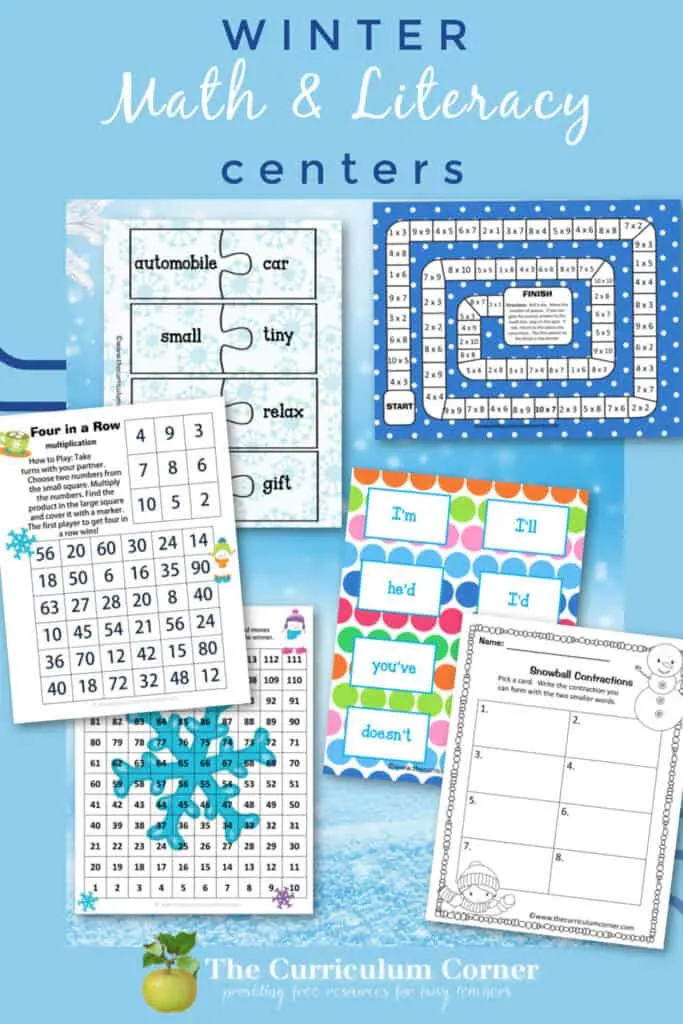 Download these free winter math and literacy centers to help you create ready-to-go center activities. 