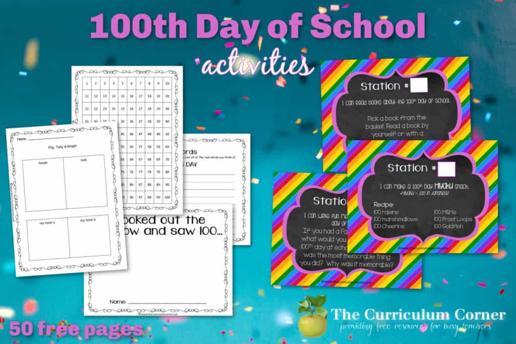 Free 100th day of school activities to help you plan your 100s day celebration in the classroom.