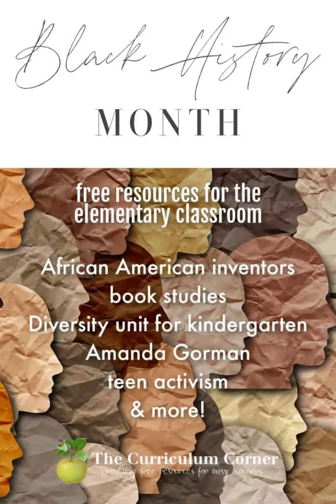 Add these elementary classroom resources to your black history month collection. Free from The Curriculum Corner.
