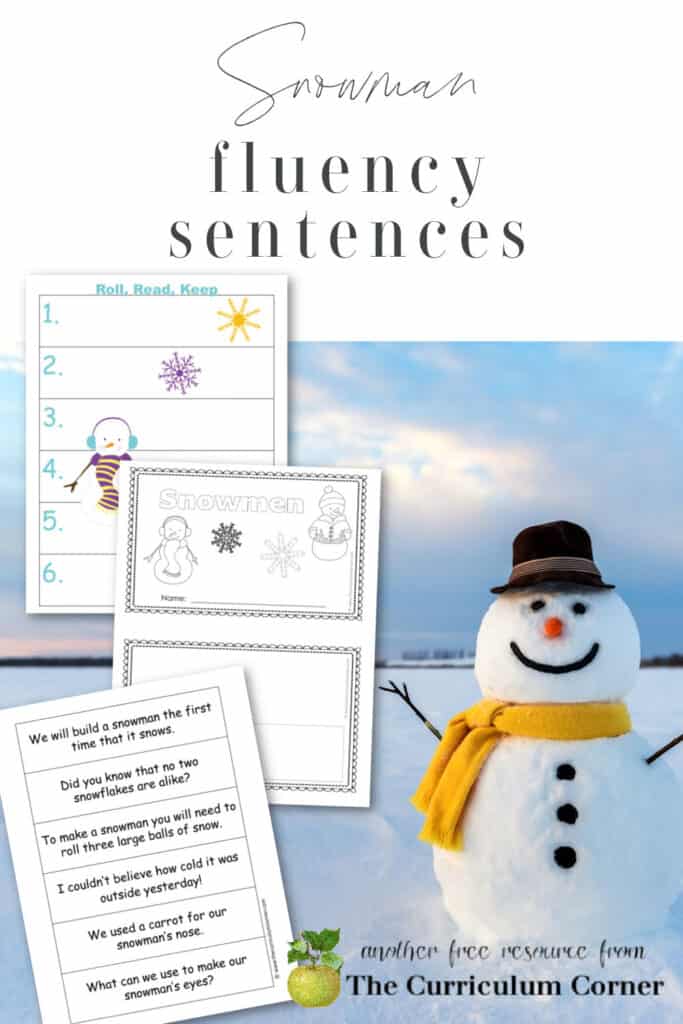 Download this set of snowman fluency sentences to create a fun, themed literacy center for this winter. Free from The Curriculum Corner.