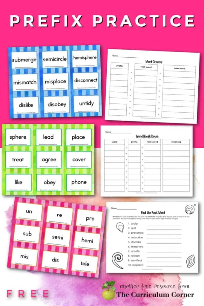 Add this prefix practice for word work collection to your word parts focus in your primary classroom.