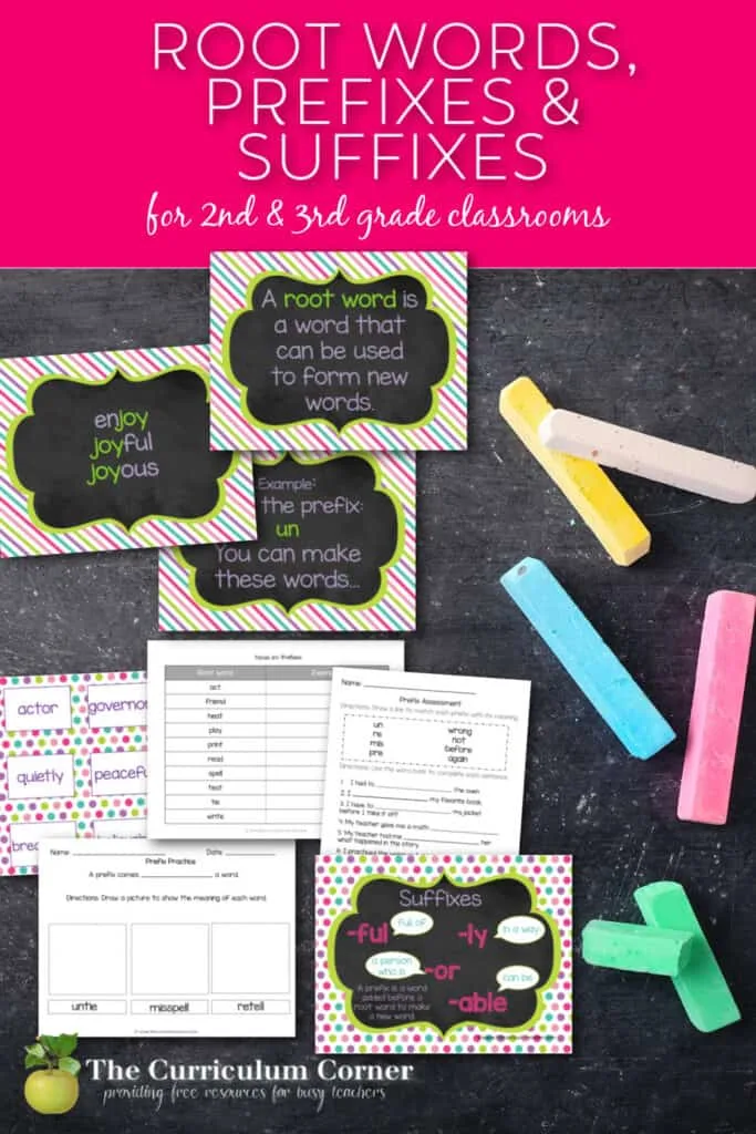 This collection for prefix practice, suffix practice and root word practice is designed to fit into your second or third grade classroom.