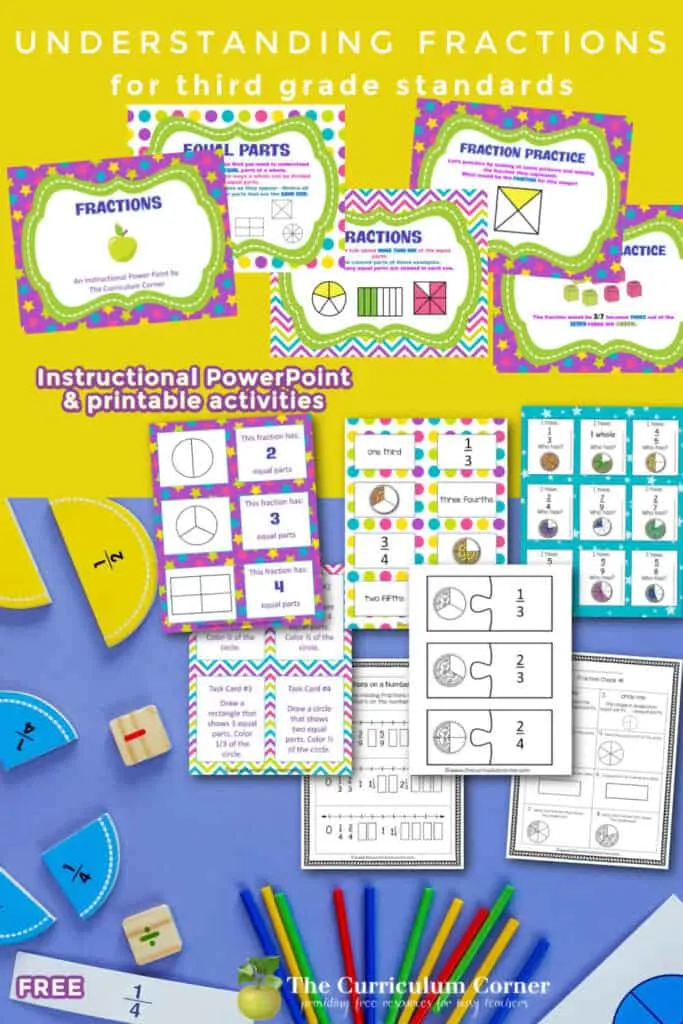 Work on understanding fractions and equal parts in third grade with these free digital and printable resources.