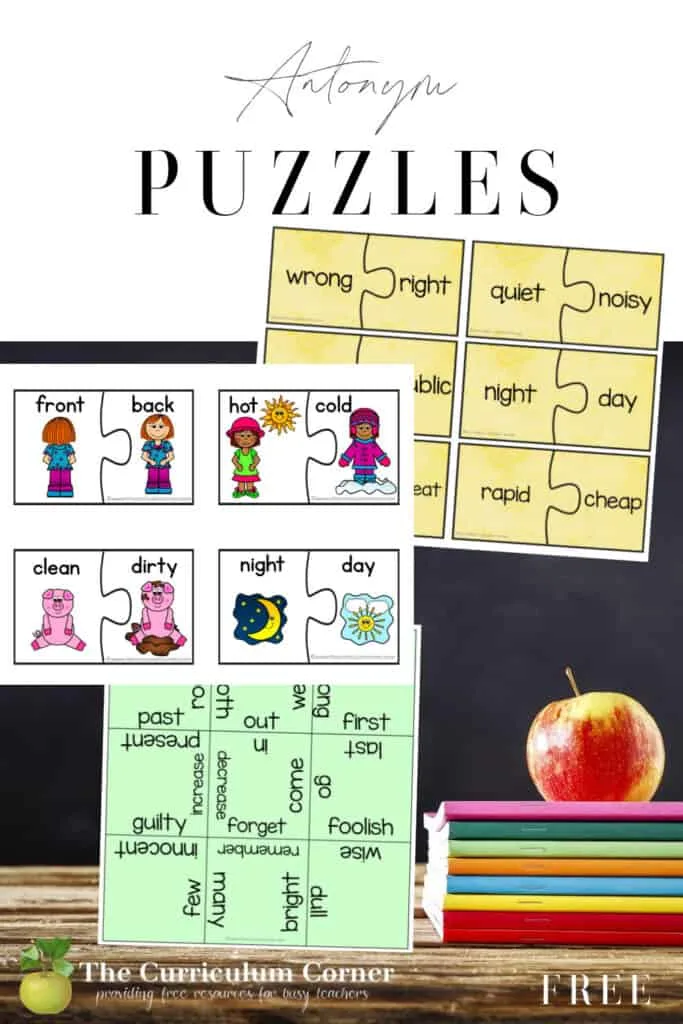 These free antonym puzzles can be used to help your students working on understanding antonyms.