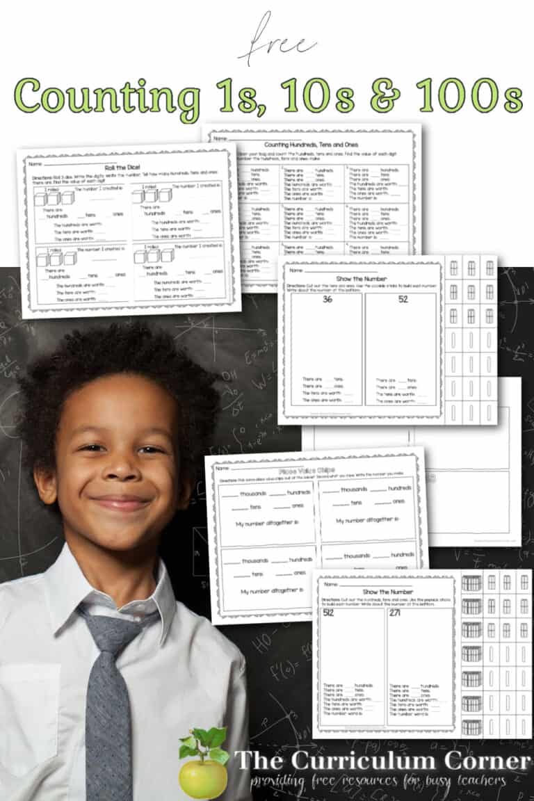 Counting Ones, Tens and Hundreds Activities - The Curriculum Corner 123