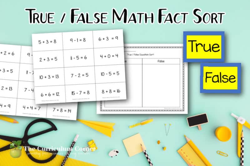 Download this true / false equation sort for addition and subtraction fact practice in your first or second grade classroom.