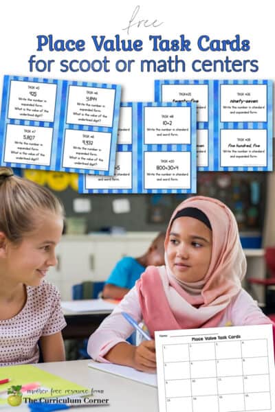 Place Value Task Cards for Primary Classrooms - The Curriculum Corner 123