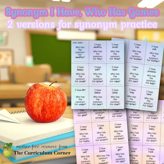 Synonym and Antonym Games: Use I have, Who has Cards for Games your  Intermediate Students will Love - Elementary Engagement