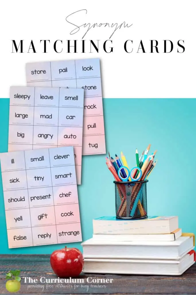 Download these free synonym matching cards to help your children practice synonyms.