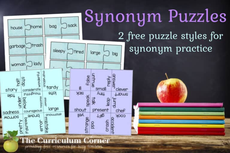 Synonym Puzzles The Curriculum Corner 123