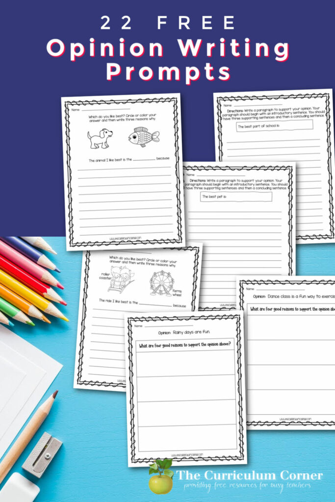 Help your young writers with these 22 free opinion writing prompts for your first, second or third grade classroom.