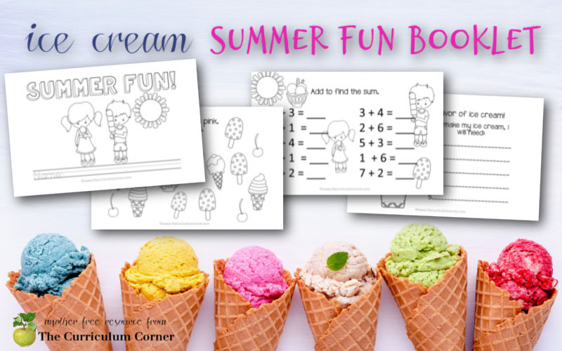 This ice cream themed summer activity book is a simple booklet you can print, staple and send home with other summer activities.