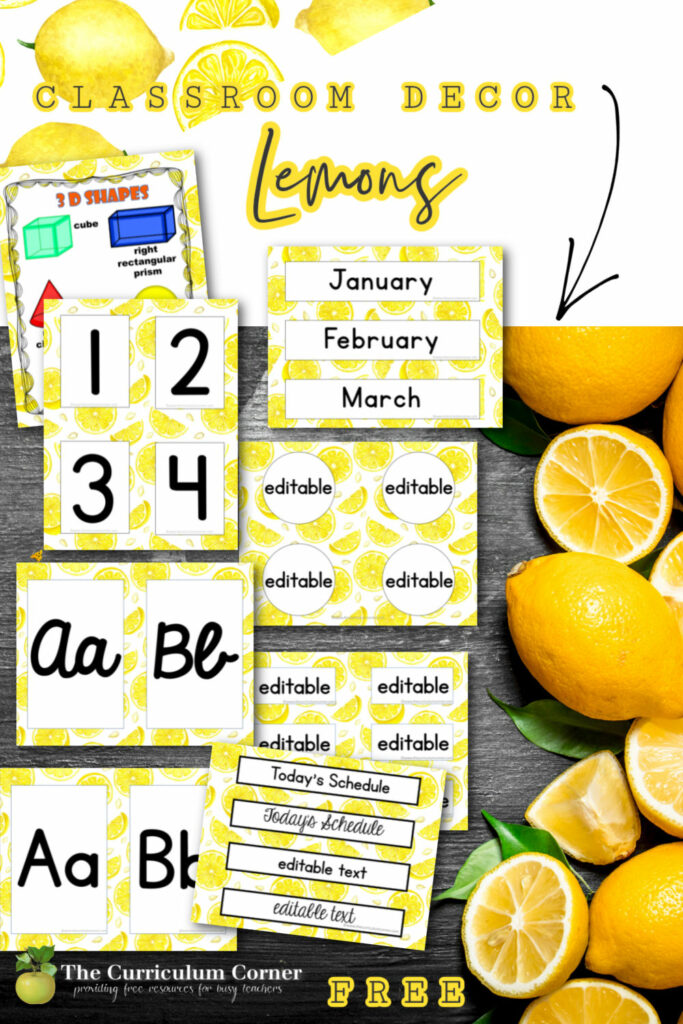 Free Lemon Classroom Décor Set
