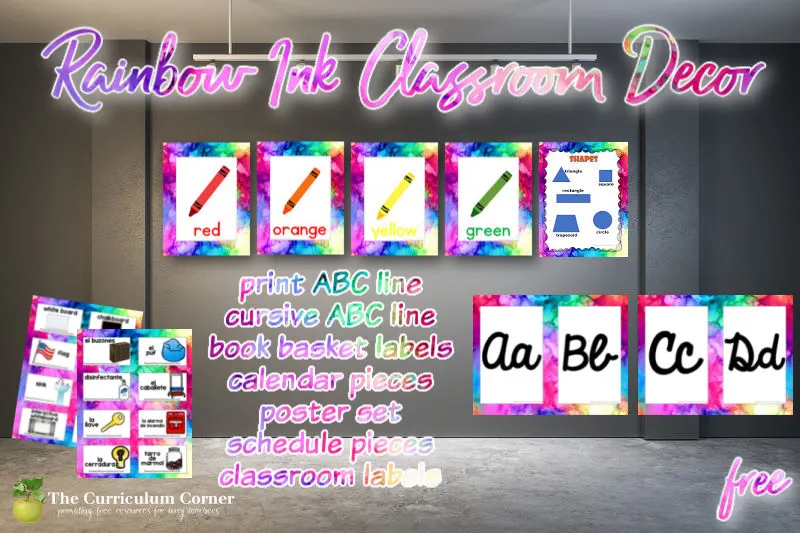 This printable watercolor rainbow ink classroom decor set will help you create an organized, trendy classroom with colorful printables.